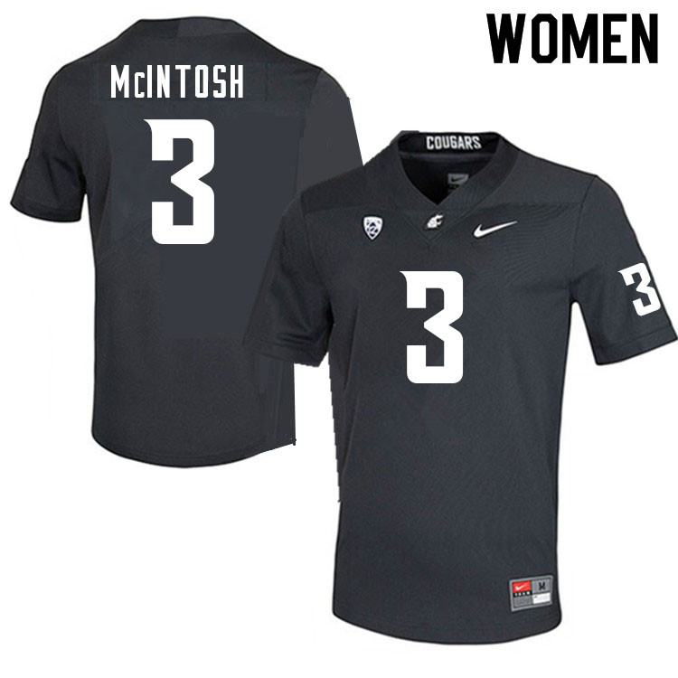 Women #3 Deon McIntosh Washington Cougars College Football Jerseys Sale-Charcoal
